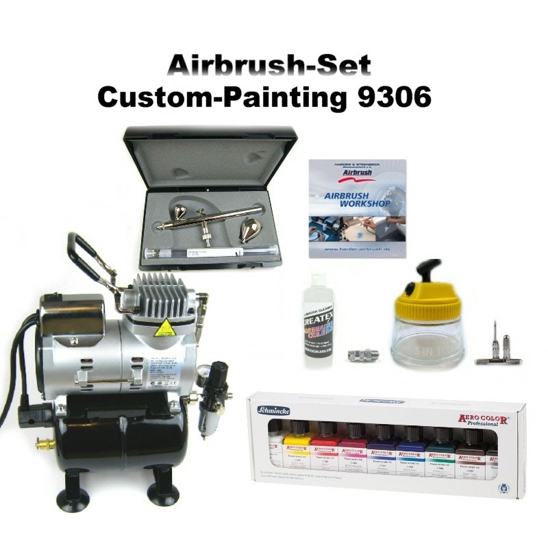 TOP Komplett Airbrush Set Custom-Painting 9306 Ultra Two in One + Sparmax TC-610H-n Kompressor