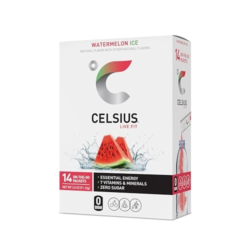 Celsius, Live Fit, Watermelon Ice, 14 on-the-Go-Packets, 0.18 Oz (5.08 G) Each
