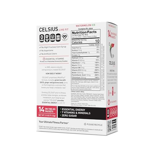 Celsius, Live Fit, Watermelon Ice, 14 on-the-Go-Packets, 0.18 Oz (5.08 G) Each thumbnail