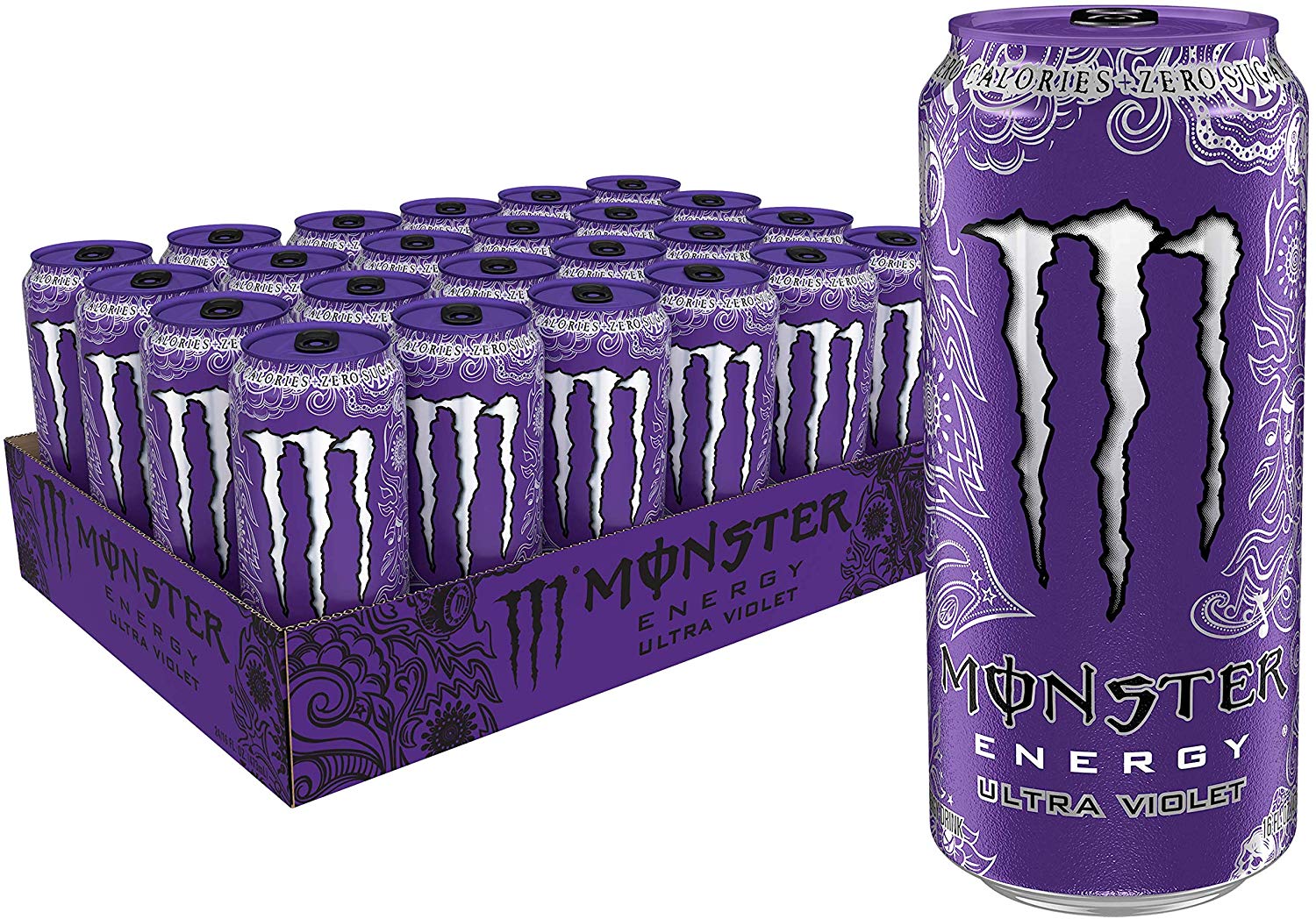 (24 Cans) Monster Ultra Violet  Sugar Free Energy Drink  16 Fl Oz