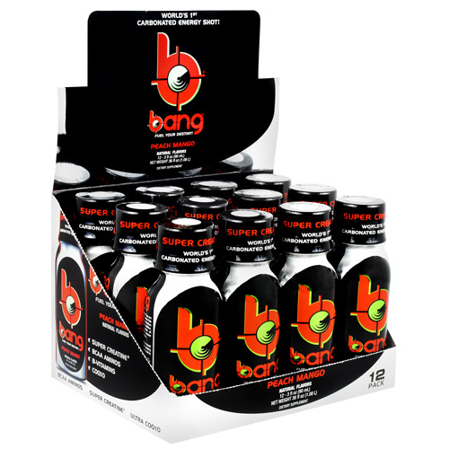 VPX (Vital Pharmaceuticals) BANG SHOT  Peach Mango  Carbonated Energy Shot  3 Fl Oz. (12 Drinks)