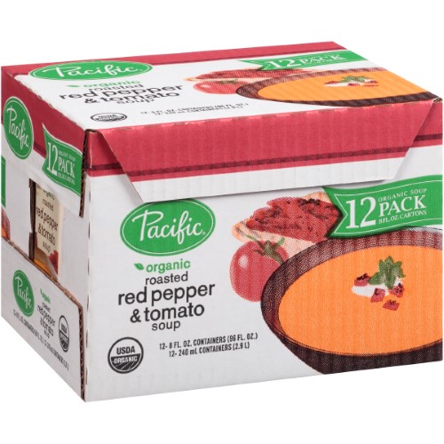 Pacific Natural Foods Organic Single Serve Soup Roasted Red Pepper & Tomato, 8 Ounce (Pack of 12)