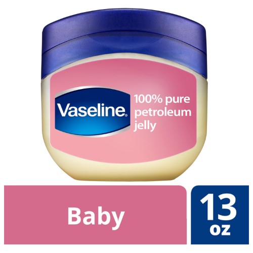 Vaseline 100% Pure Petroleum Baby Healing Jelly 13 Oz. Baby Locks Moisture to Help Treat and Prevent Chafed Skin from Diaper Rash with a Light Baby Po