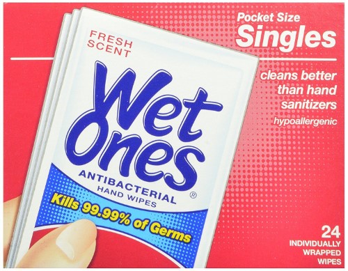 Wet Ones Antibacterial Hand and Face Wipes Singles, 24 Ct