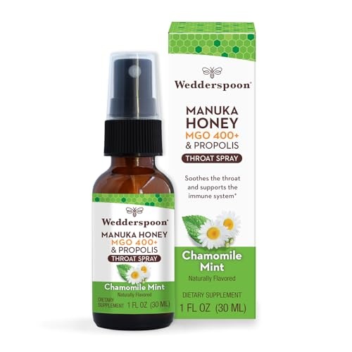 Wedderspoon, Chamomile and Mint Propolis and Manuka Honey Throat Spray, 1 Oz
