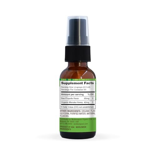 Wedderspoon, Chamomile and Mint Propolis and Manuka Honey Throat Spray, 1 Oz thumbnail