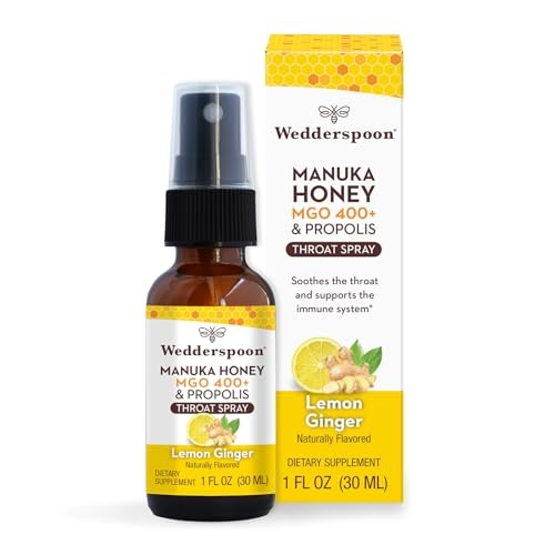 Wedderspoon, Lemon and Ginger Propolis and Manuka Honey Throat Spray, 1 Oz