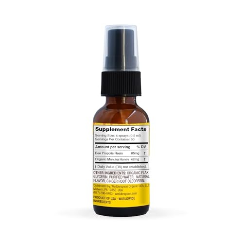 Wedderspoon, Lemon and Ginger Propolis and Manuka Honey Throat Spray, 1 Oz thumbnail