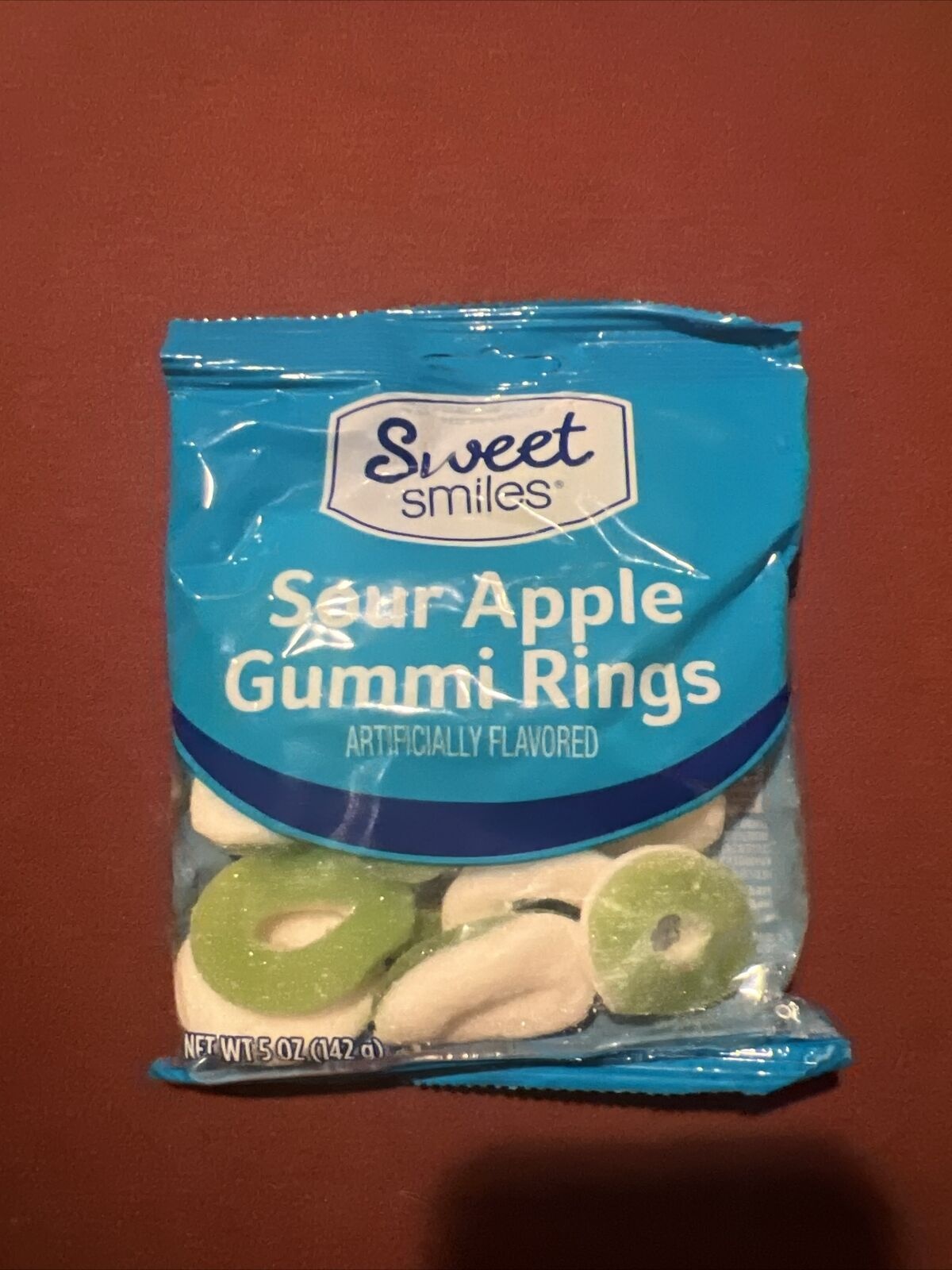 5 PACK LOT - Sweet Smiles Sour Apple Gummi Rings 5oz