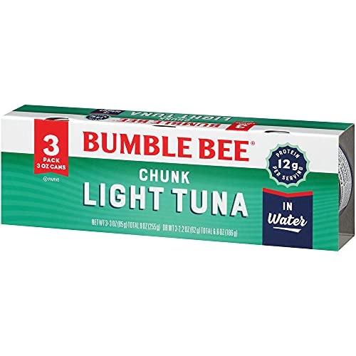 Bumble Bee Chunk Light Tuna in Water, 3 Oz Cans (8 Packs of 3, 24 Cans Total) - Wild Caught Skipjack Tuna - 12g Protein per Serving - MSC Certified Su thumbnail