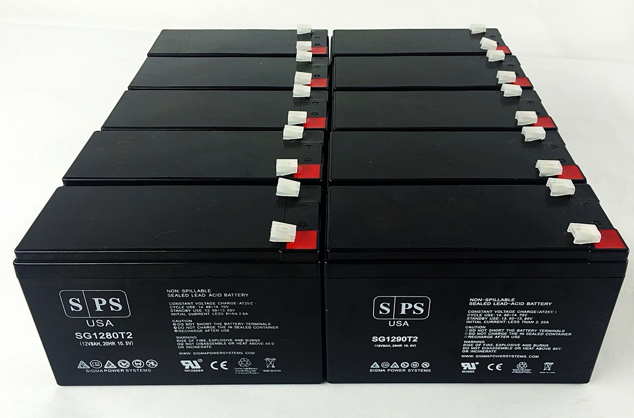SPS Brand 12V 9Ah Replacement Battery (SG1290T2) for Eaton BAT-0489 (Terminal T2) (12 Pack)