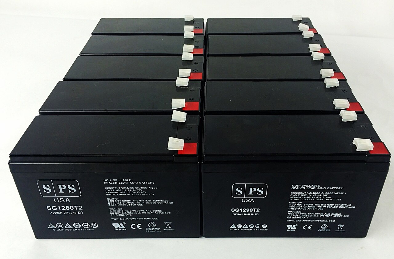 SPS Brand 12V 9Ah Replacement Battery (SG1290T2) for Eaton BAT-0489 (Terminal T2) (10 Pack)
