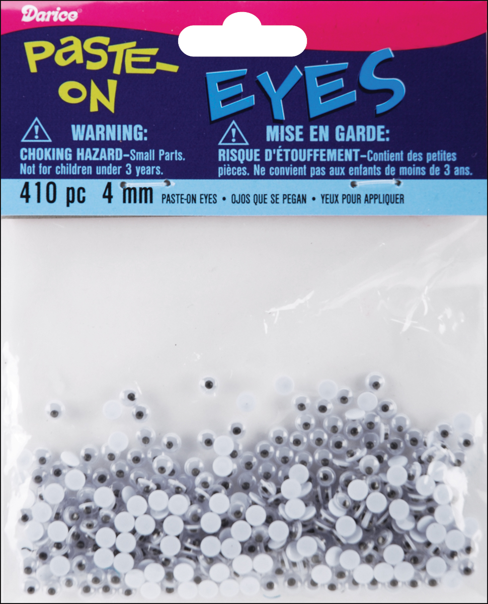 Paste-on Wiggle Eyes 4mm 410/Pkg-Black