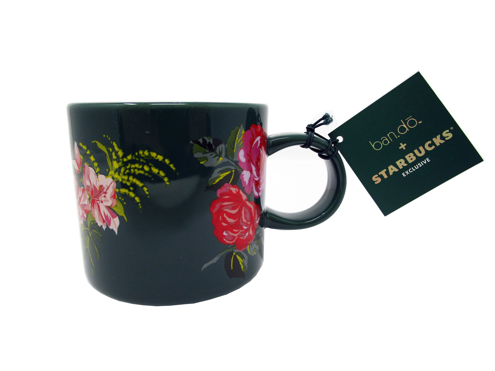 Starbucks Ban.do Holiday 2018 Ceramic 12 Oz Floral Mug Green