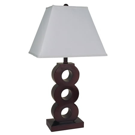 NEW Painted Espresso Base  White Fabric Shade  Socket Switch  30  Table Lamp 8306