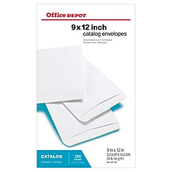 office depot brand  9" x 12" catalog envelopes, gummed seal, white, box of 250