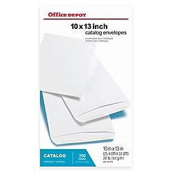 Office Depot Brand 10" X 13" Catalog Envelopes, Gummed Seal, White, Box of 250
