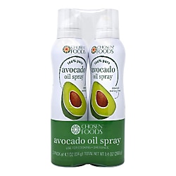 Chosen Foods 100% Pure Avocado Oil Spray 4.7 Oz. (2 Pack)  Non-GMO  500°F Smoke Point  Propellant-Free  Air Pressure Only for High-Heat Cooking  Baki