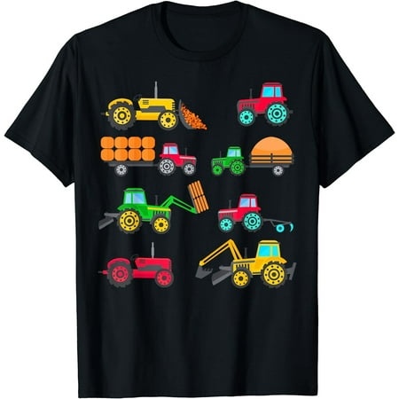 GOSMITH Tractor Shirt Tractor Lovers Farm Kids Toddler T-Shirt Black Small Black-5588
