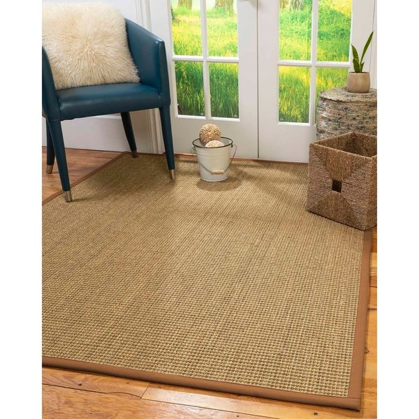 Natural Area Rugs 100%, Natural Fiber Handmade Hamptons, Natural Seagrass Rug, Sienna Border - 12' X 15'