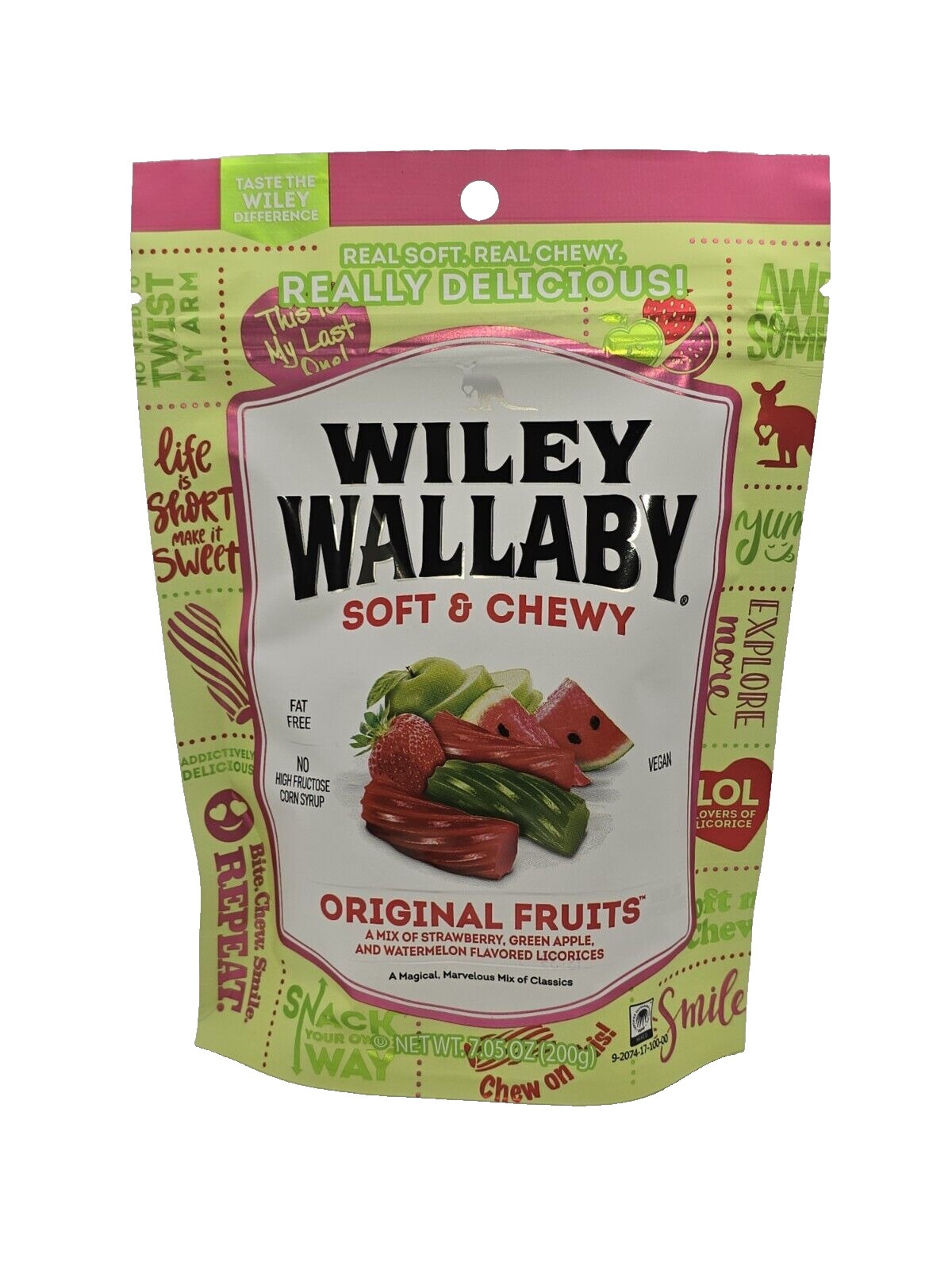 Lot of 4 Wiley Wallaby Soft & Chewy Licorice Original Fruits 7.05oz 3/25 Vegan thumbnail