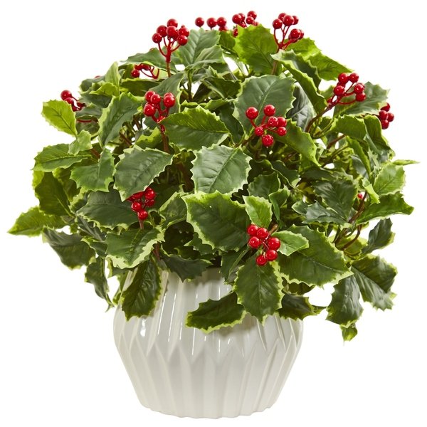 Nearly Natural 15-inch Holly Leaf Artificial Plant