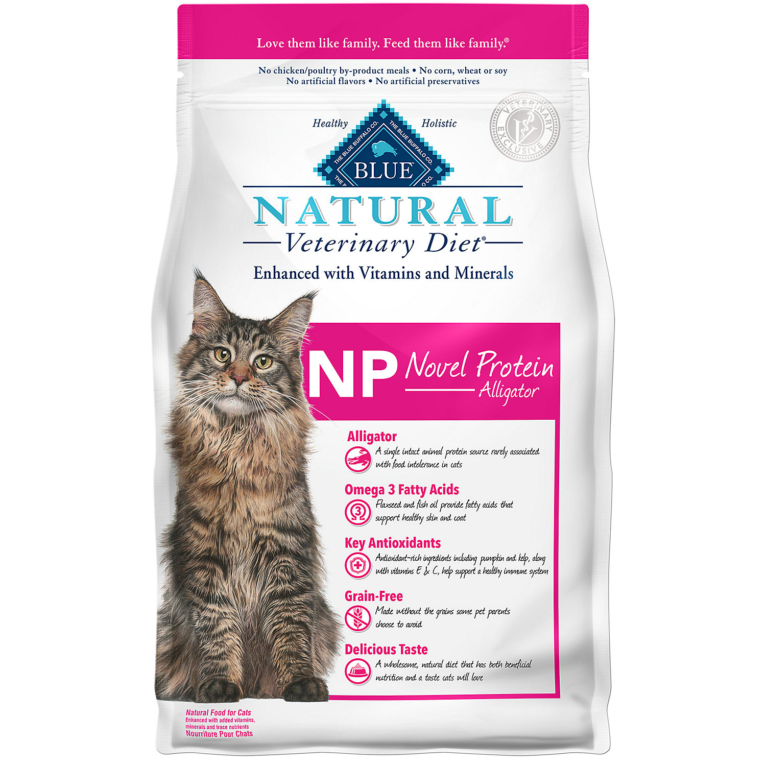 BLUE Natural Veterinary Diet NP Novel Protein Alligator Grain-Free Dry Cat Food 7-lbs
