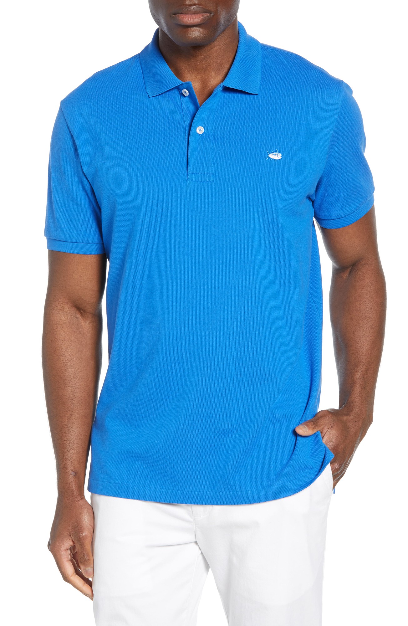 Men's Southern Tide Skipjack Micro Pique Stretch Cotton Polo, Size XX-Large - Blue