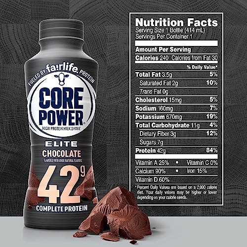 World Group Packing Solutions Fairlife Core Power Elite 42g High Protein Milk Shakes Variety 6 Pack - Vanilla, Chocolate, Strawberry - Ready to Drink  thumbnail