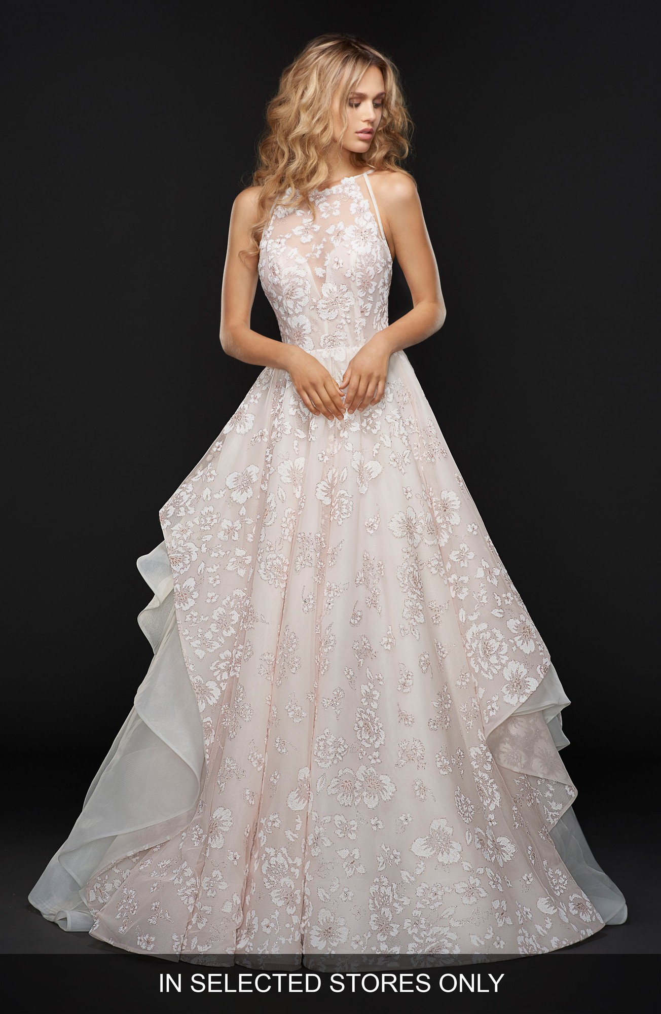 Women's Hayley Paige Reagan Floral Embroidered Layered Ballgown, Size in STORE ONLY - Pink