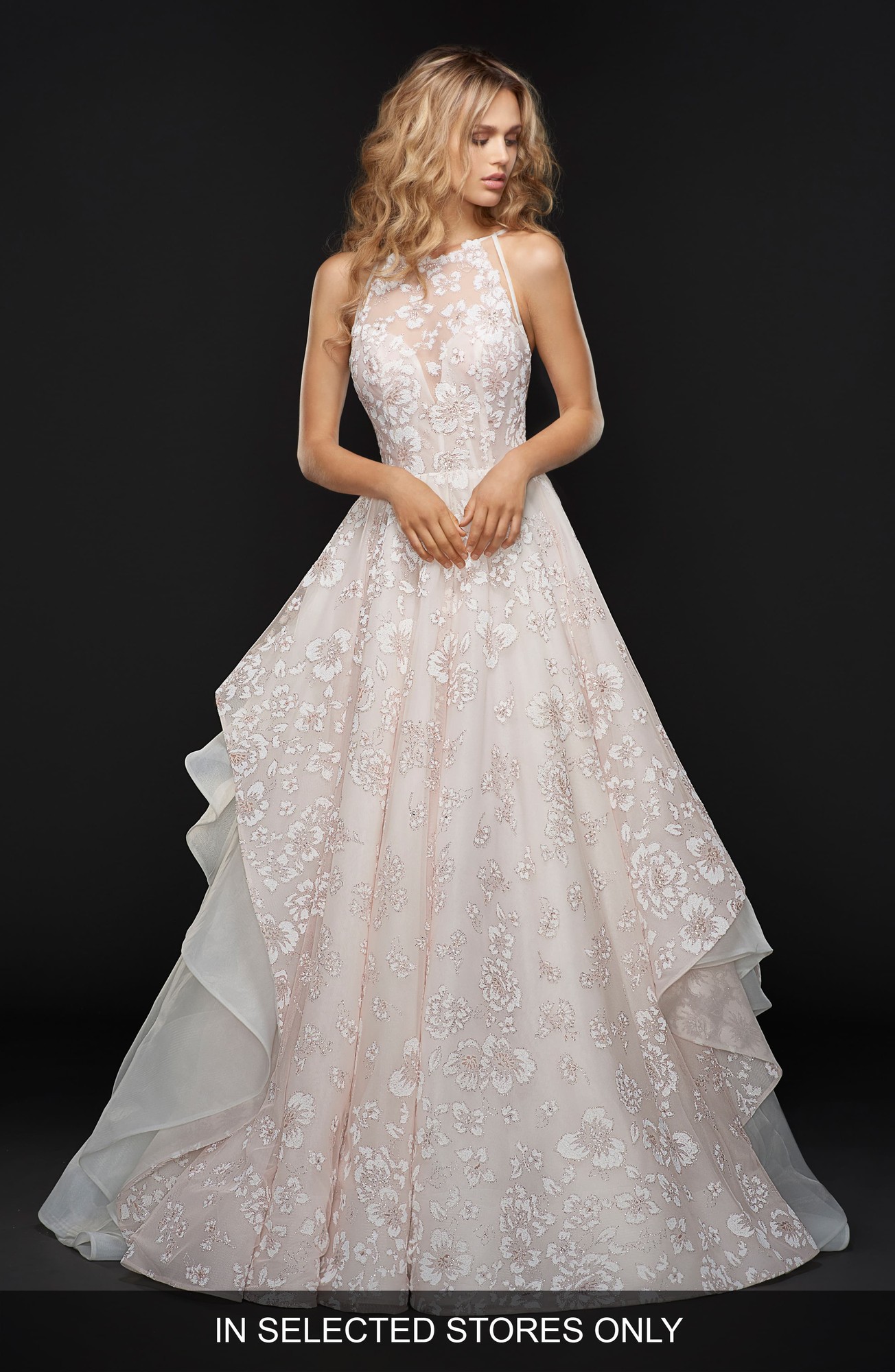 Women's Hayley Paige Reagan Floral Embroidered Layered Ballgown, Size - Pink