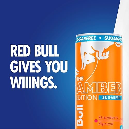 Red Bull Amber Edition Sugar Free Energy Drink, Strawberry Apricot, with 114mg Caffeine Plus Taurine & B Vitamins, 12 Fl Oz, 6 Packs of 4 Cans (Pack o thumbnail