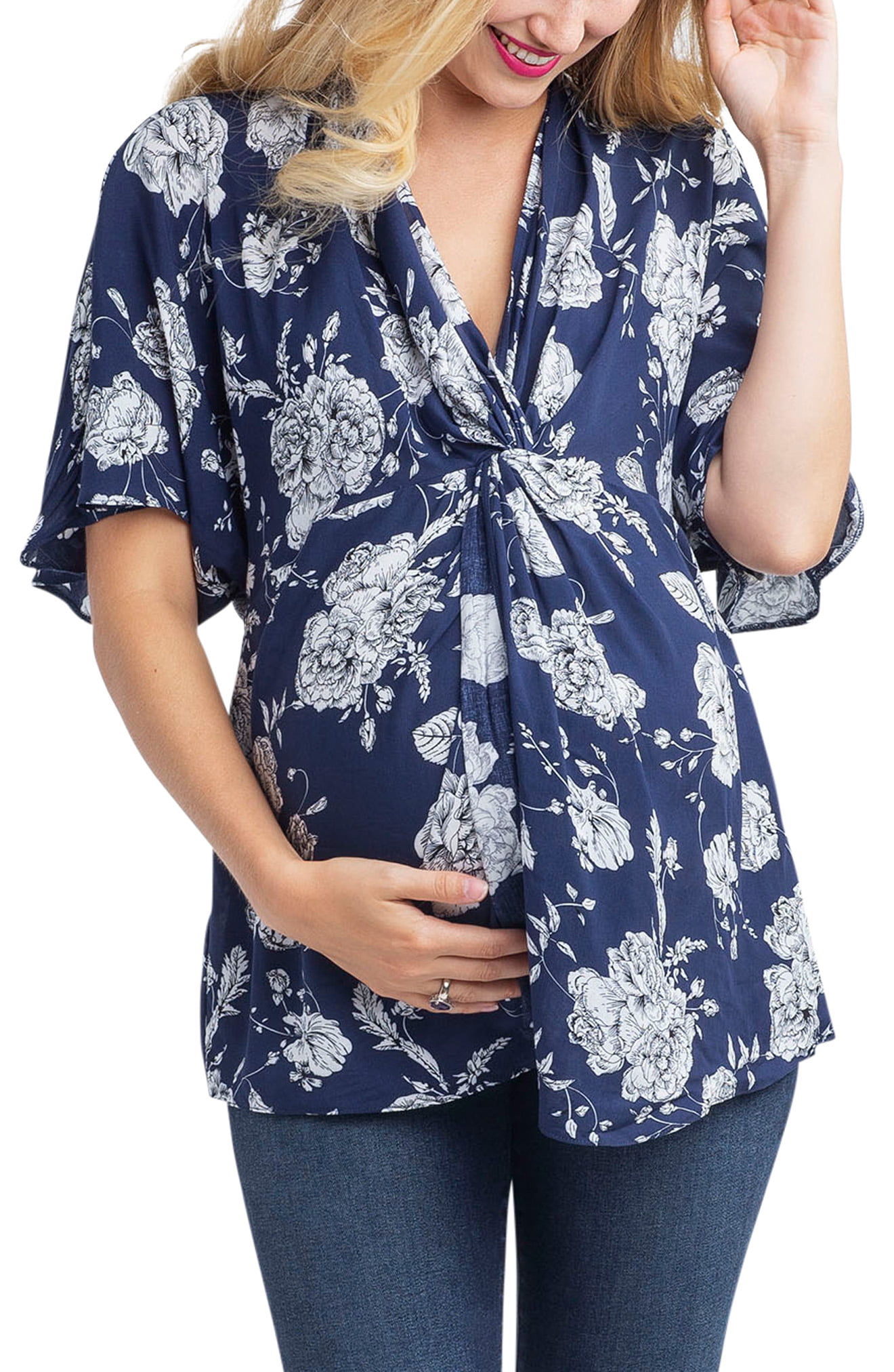 Nom Maternity Lara Floral Print During & After Top