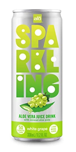 ALO Sparkling White Grape Carbonated Aloe Vera Juice Drink | 11.2 Fl Oz, Pack of 12 | Plant-Based Beverage, Vegan thumbnail