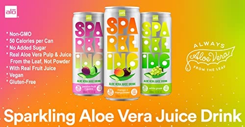 ALO Sparkling White Grape Carbonated Aloe Vera Juice Drink | 11.2 Fl Oz, Pack of 12 | Plant-Based Beverage, Vegan thumbnail