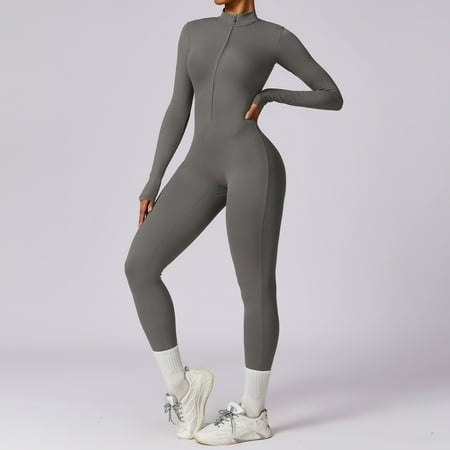 Zippered Long-sleeved Yoga Jumpsuit High-intensity Fitness Sports Jumpsuit 8306
