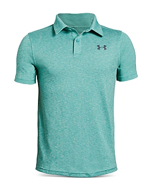 Under Armour Kids Threadborne/TBD Polo (Big Kids) (Azure Teal Light Heather/Azure Teal Light Heather/Pitch Gray) Boy's Short Sleeve Pullover