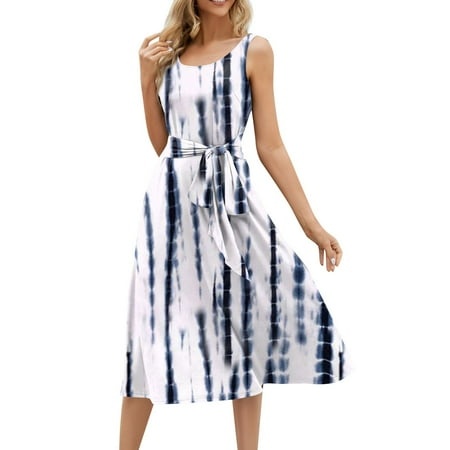 Qwertyu Women S 2024 Summer Floral Boho Dress Round Neck Strapped Swing a Line Beach Sunflower Long Maxi Dress Dark Gray 2XL