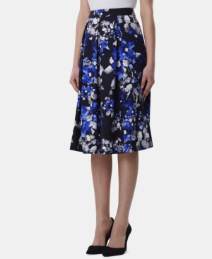 Tahari by Asl Women's Skirt Royal Blue Size 2 a-Line Floral Pleat 7223-0765-P - 2