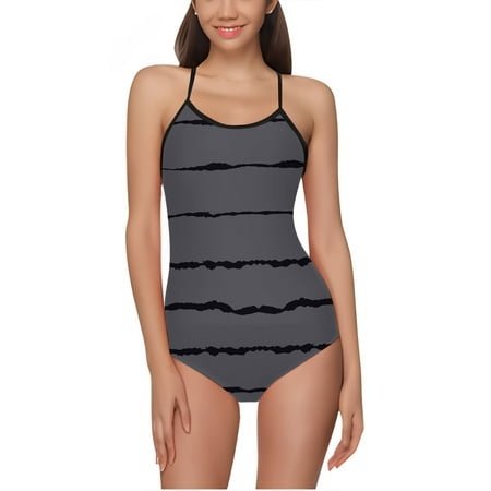 Tponi One Piece Swimsuit for Women 4973 Swimsuit Clearance Sleeveless Printed Bikini Gray XXXXXL (US:XXXXXL)