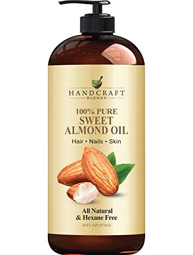 Handcraft Sweet Almond Oil - 100% Pure and Natural - Premium Therapeutic Grade Carrier Oil for Essential Oils - Massage Oil for Aromatherapy - Body Oi