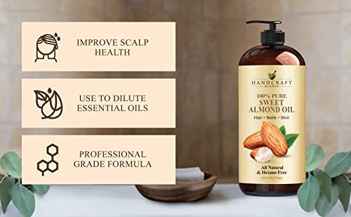Handcraft Sweet Almond Oil - 100% Pure and Natural - Premium Therapeutic Grade Carrier Oil for Essential Oils - Massage Oil for Aromatherapy - Body Oi thumbnail