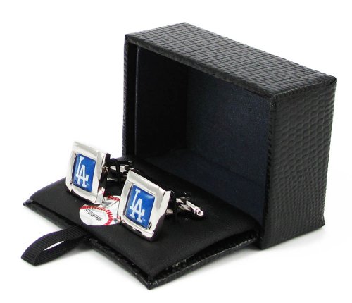 MLB LA LOS Angeles Dodgers Square Cufflinks with Square Shape Logo Design Gift Box Set