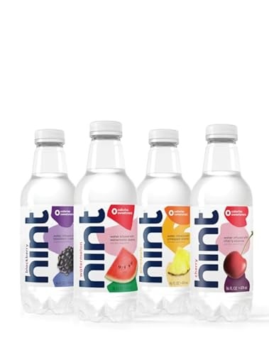 Hint Water Best Sellers Pack, 3 Bottles Each of: Watermelon, Blackberry, Cherry, and Pineapple, Zero Calories, Zero Sugar and Zero Sweeteners, 16 Fl O thumbnail