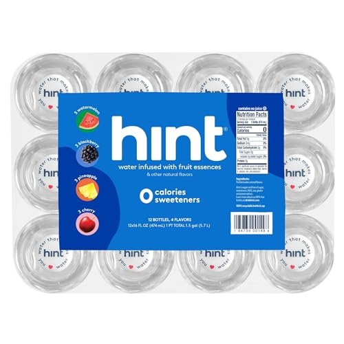 Hint Water Best Sellers Pack, 3 Bottles Each of: Watermelon, Blackberry, Cherry, and Pineapple, Zero Calories, Zero Sugar and Zero Sweeteners, 16 Fl O thumbnail
