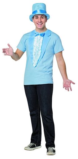 Adult Dumb and Dumber Harry Blue Tuxedo T-shirt & Hat Prom Costume Kit Gc4973