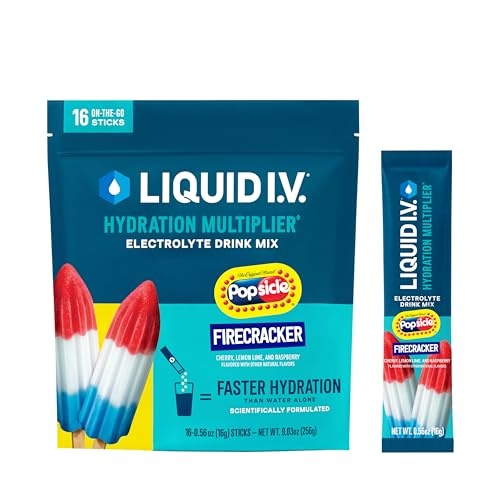 Liquid I.V. ® Popsicle Firecracker Powdered Hydration Multiplier ® (16 Pack) - Powdered Electrolyte Drink Mix Packets