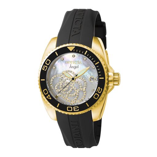 Invicta Womens 0489 Angel Collection Cubic Zirconia-Accented Watch with Blac.