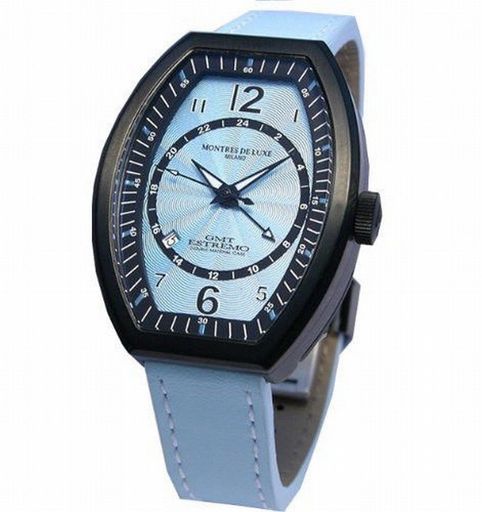 Montres De Luxe Womens EXL 9201 Estremo Lady Light Blue Dial Leather Watch