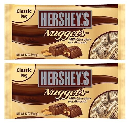 Hershey's Nuggets Milk Chocolate with Almonds 2 Bag Pack